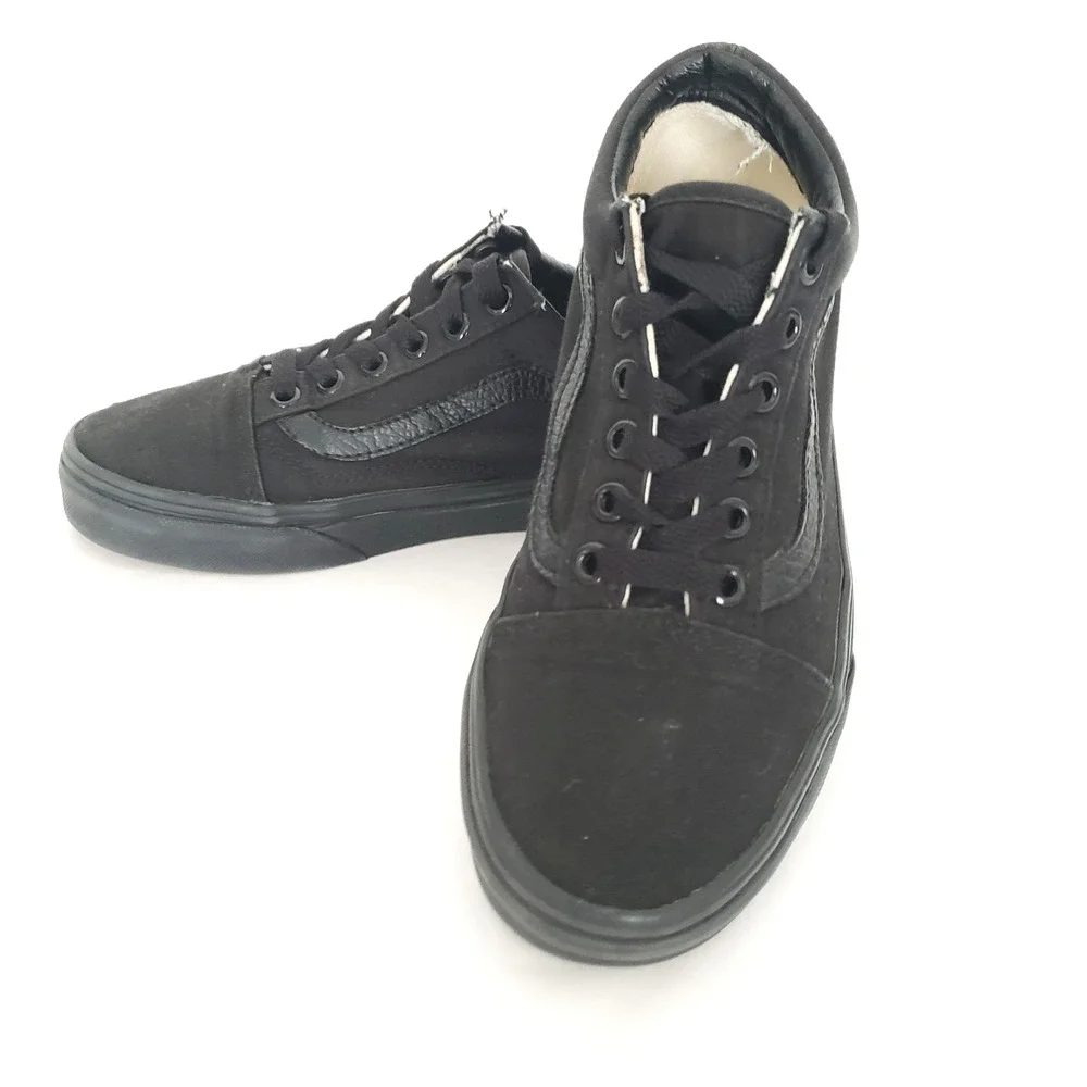 VANS Off The Wall SIZE 4 (MENS) 5.5 (WOMEN) Youth Lace Up Sneakers Black